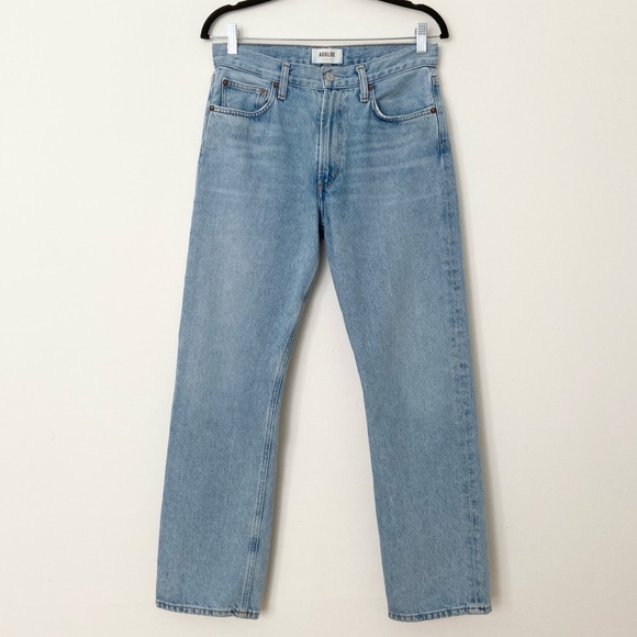 Agolde Light Blue Straight Leg Jeans - Picture 5 of 13